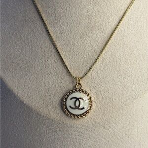 Chanel Gold and White Pendant Necklace